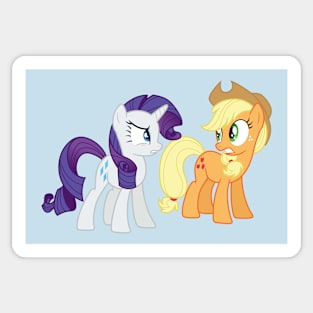 Shocked Rarity and Applejack exchange looks Sticker